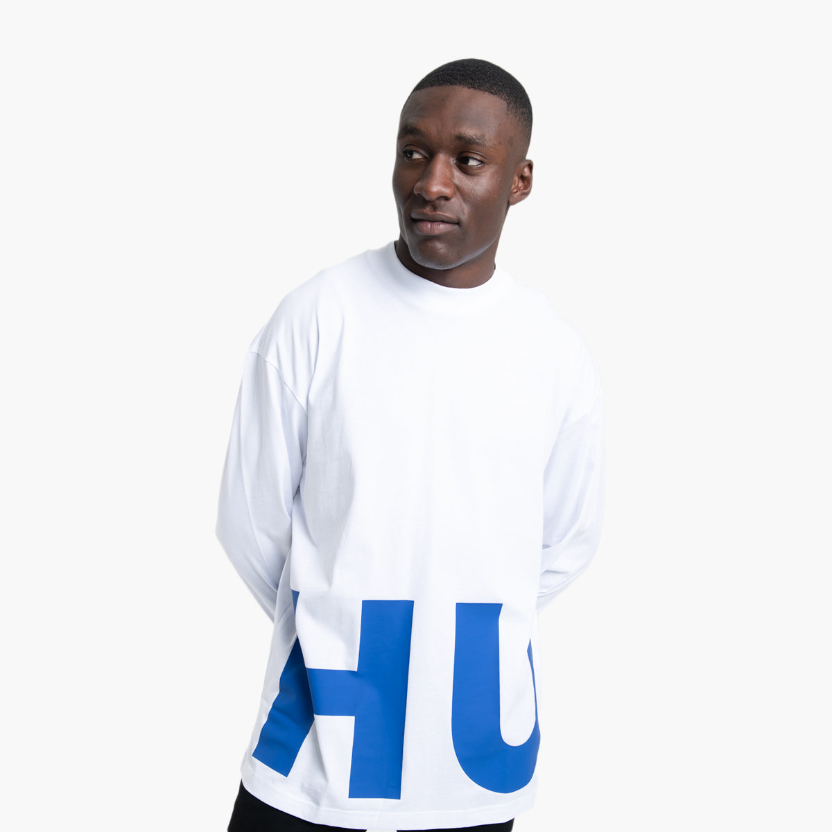 Hugo Blue Cotton-Jersey T-Shirt With Wrap-Around Logo | LEVISONS