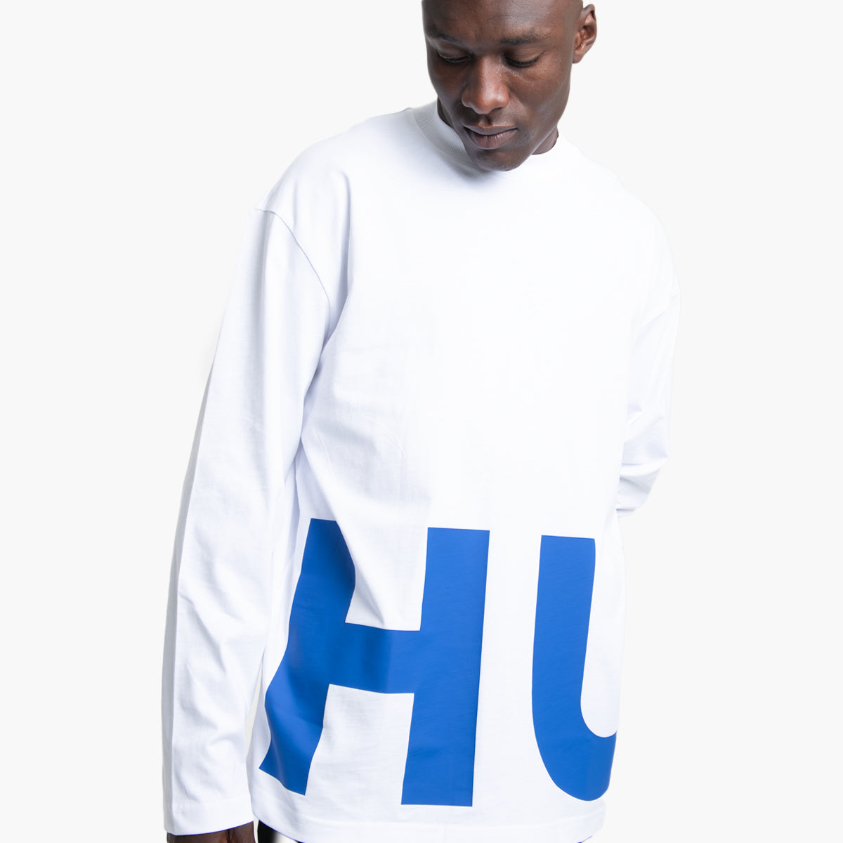 Hugo Blue Cotton-Jersey T-Shirt With Wrap-Around Logo | LEVISONS