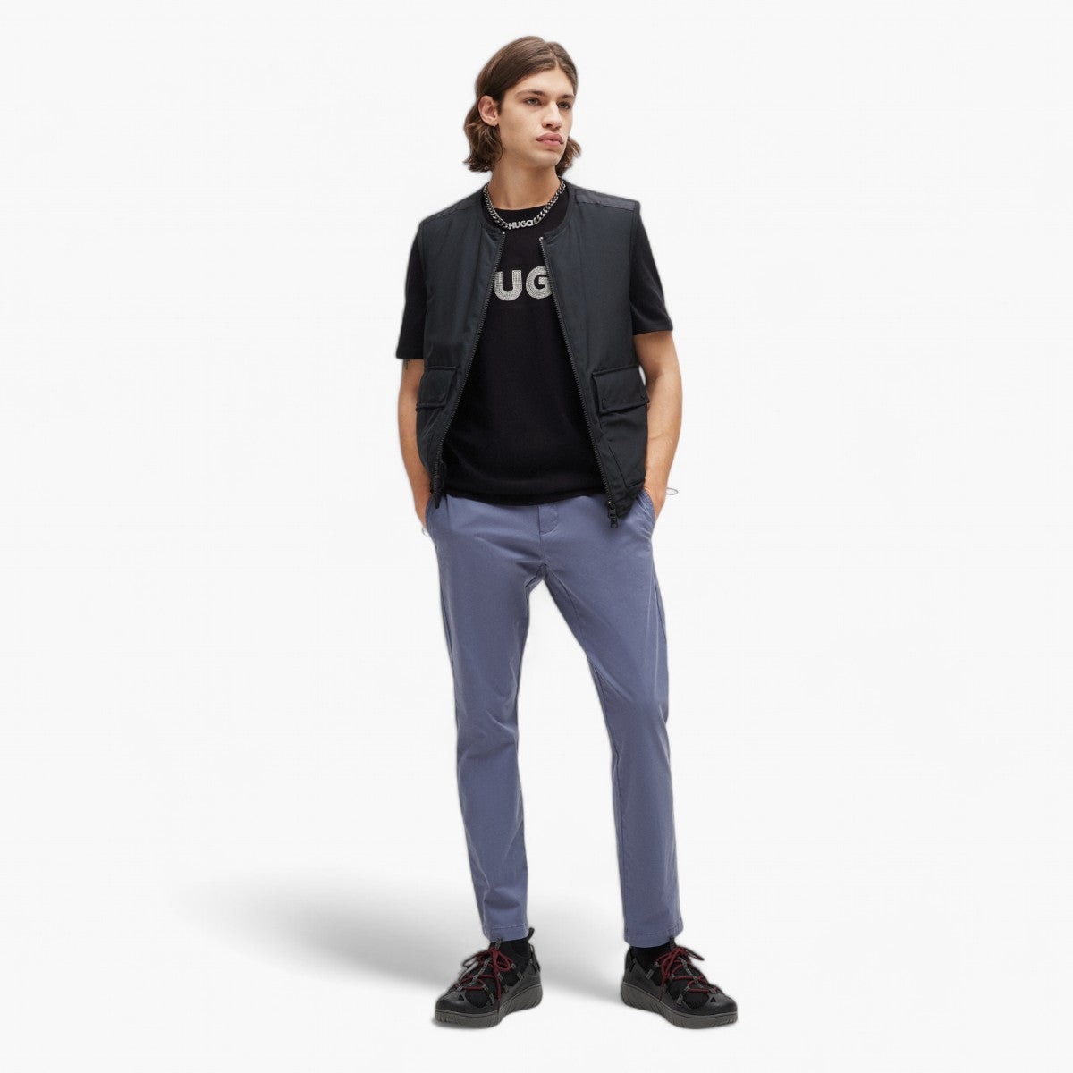 Hugo Red Cotton-Jersey Regular-Fit T-Shirt With Crochet Logo | LEVISONS