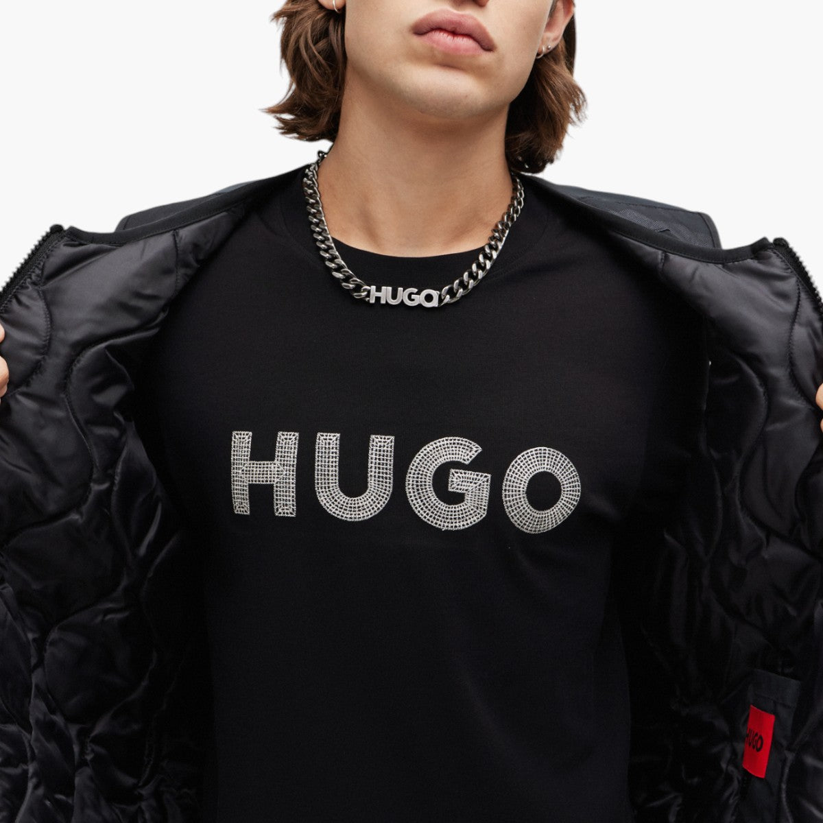 Hugo Red Cotton-Jersey Regular-Fit T-Shirt With Crochet Logo | LEVISONS
