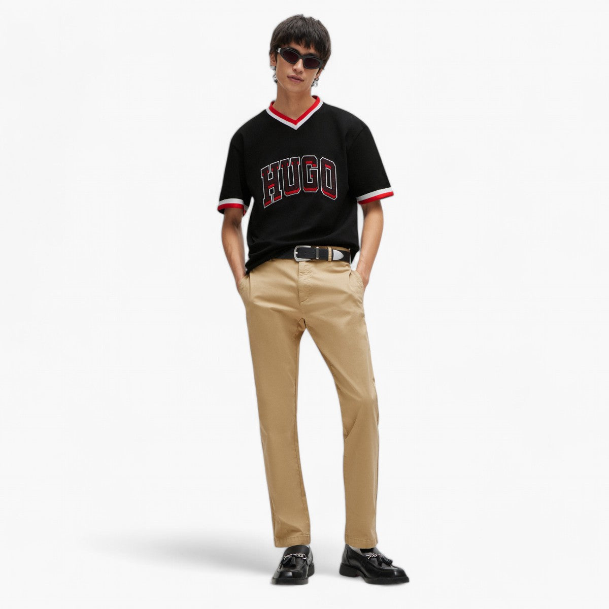 Hugo Red Cotton-Jersey Relaxed T-Shirt With Sporty Logo | LEVISONS
