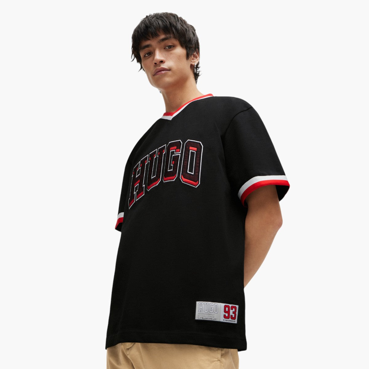 Hugo Red Cotton-Jersey Relaxed T-Shirt With Sporty Logo | LEVISONS