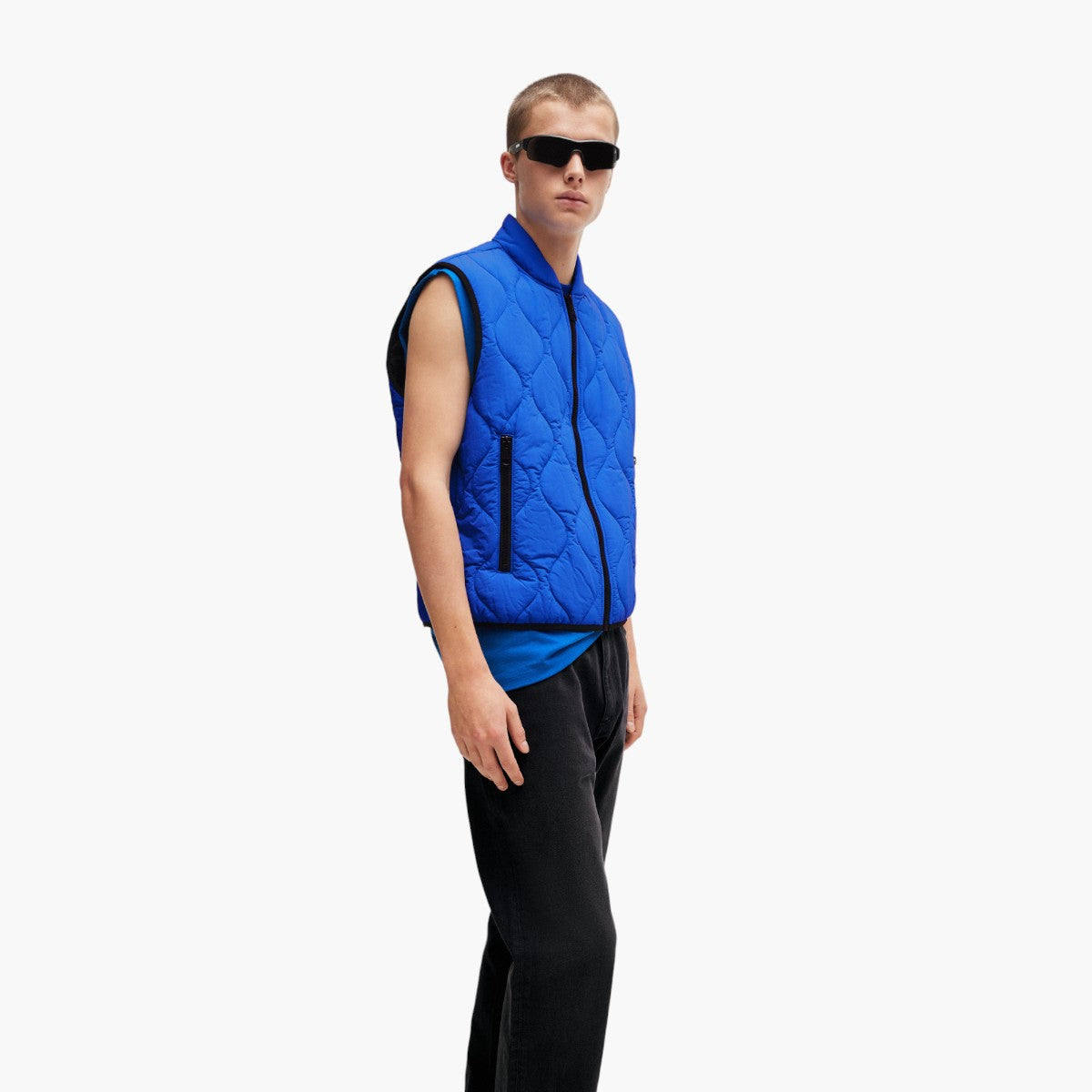 Hugo Blue Water-Repellent Quiltet Gilet With Logo Patch | LEVISONS