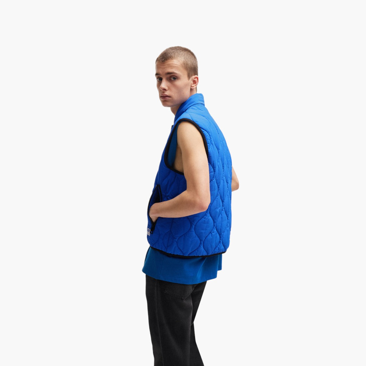 Hugo Blue Water-Repellent Quiltet Gilet With Logo Patch | LEVISONS