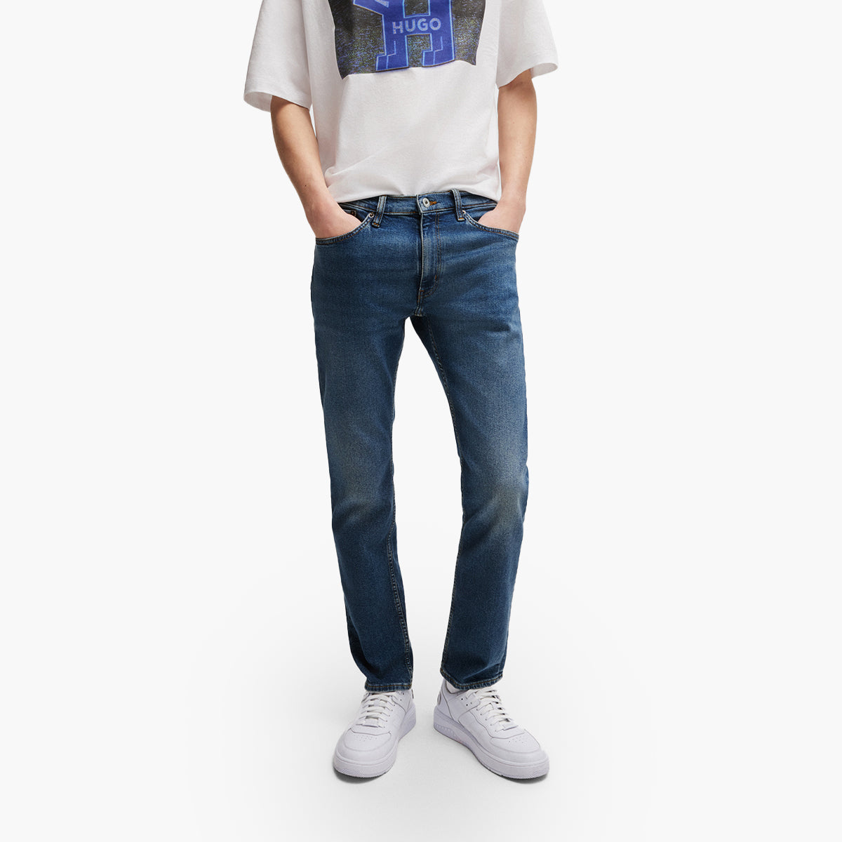 Hugo Blue Extra-Slim-Fit Jeans In Navy Stonewashed Stretch Denim | LEVISONS
