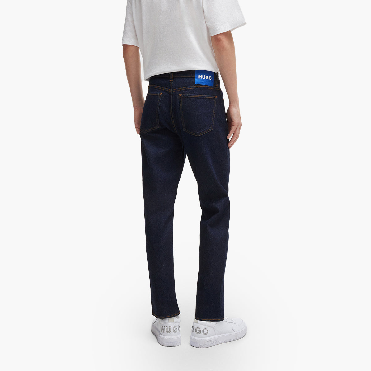 Hugo Blue Tapered-Fit Jeans In Dark-Blue Stretch Denim | LEVISONS