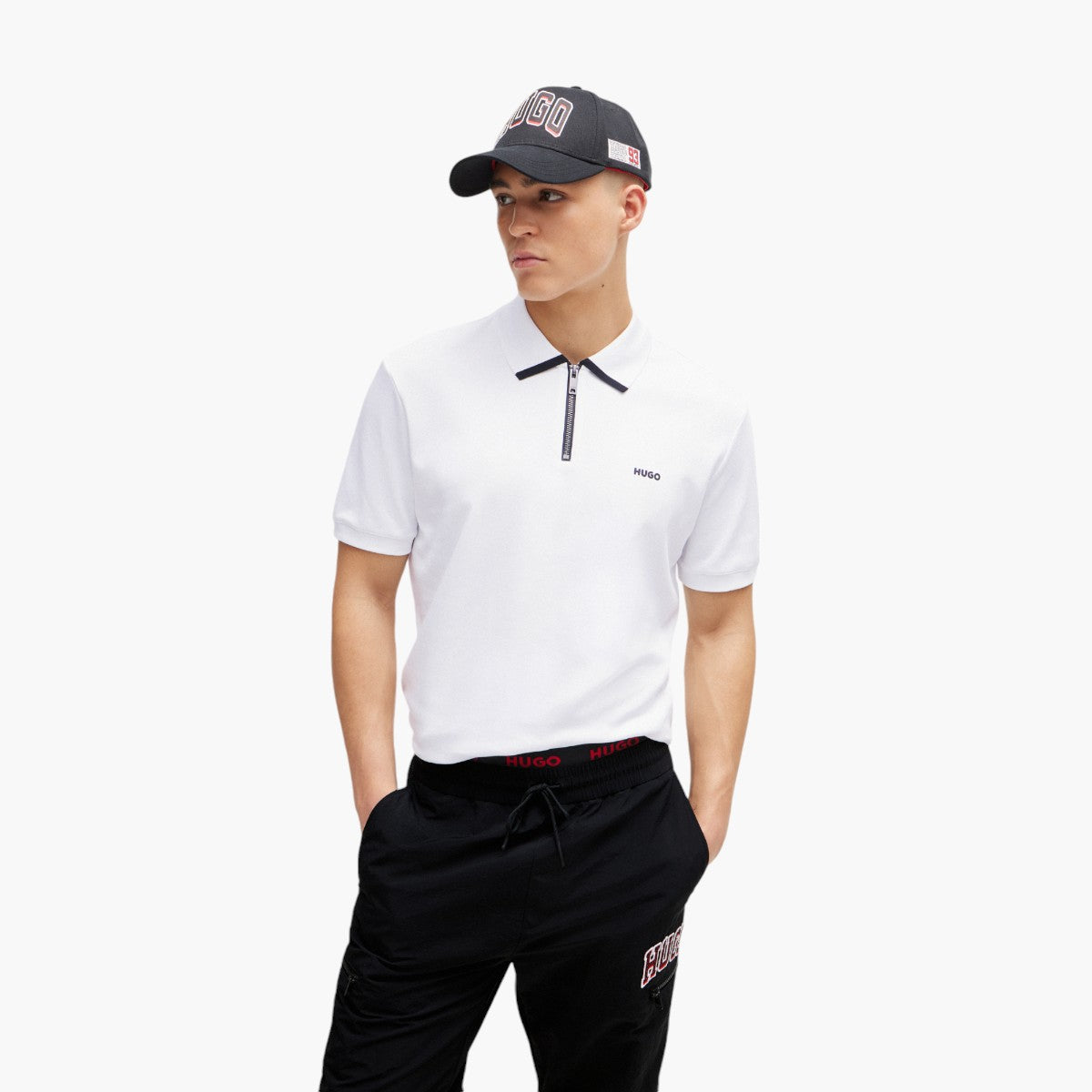 Hugo Red Cotton-Pique Polo Shirt With Contrast Logo | LEVISONS
