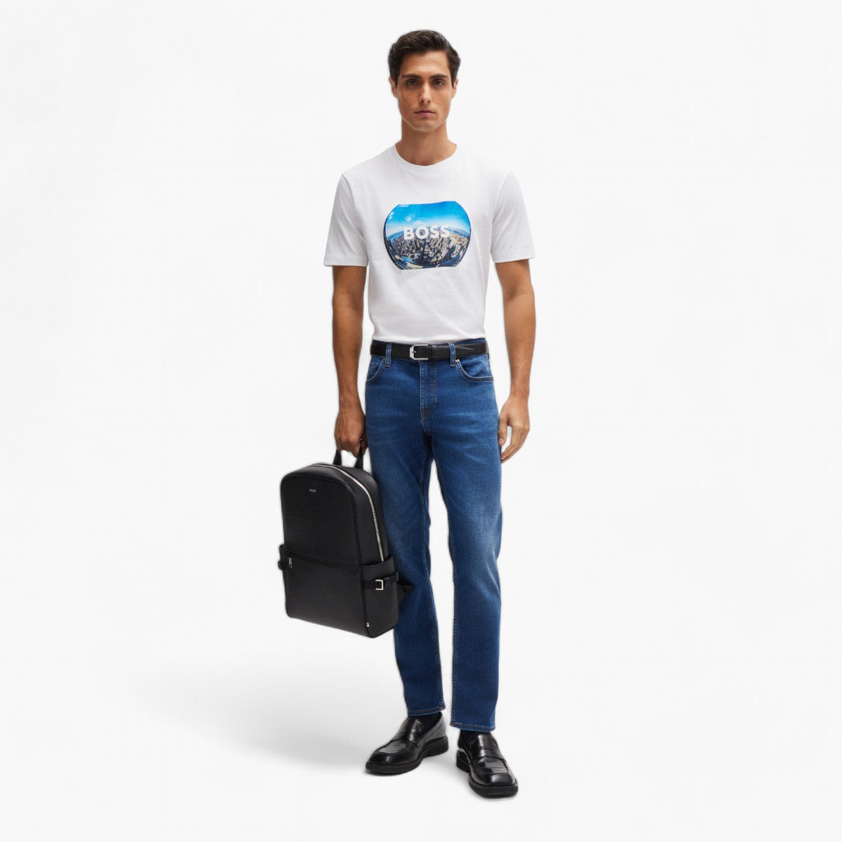 BOSS Black Cotton-Jersey T-Shirt With Mixed -Media Artwork | LEVISONS