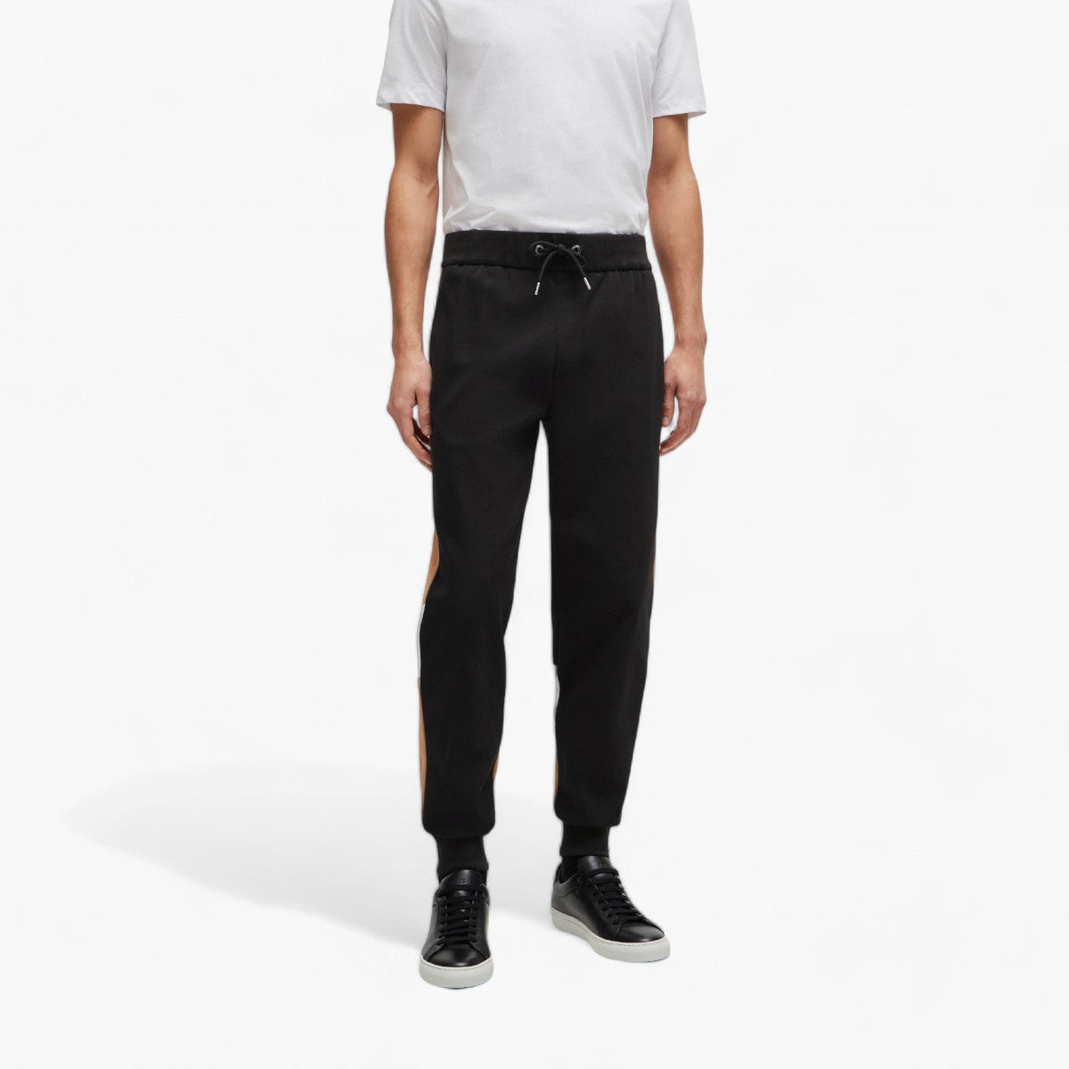 BOSS Black Cotton-Blend Tracksuit Bottoms With Colour-Blocking | LEVISONS