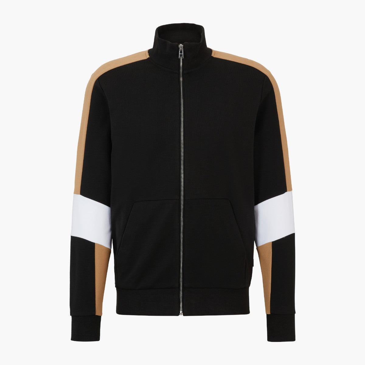 BOSS Black Cotton-Blend Zip-Up Sweatshirt With Colour-Blocking | LEVISONS