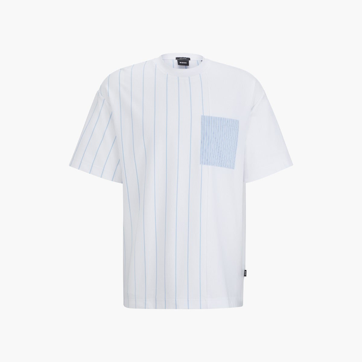 BOSS Black Mercerised-Cotton T-Shirt With Panelled Stripes. | LEVISONS