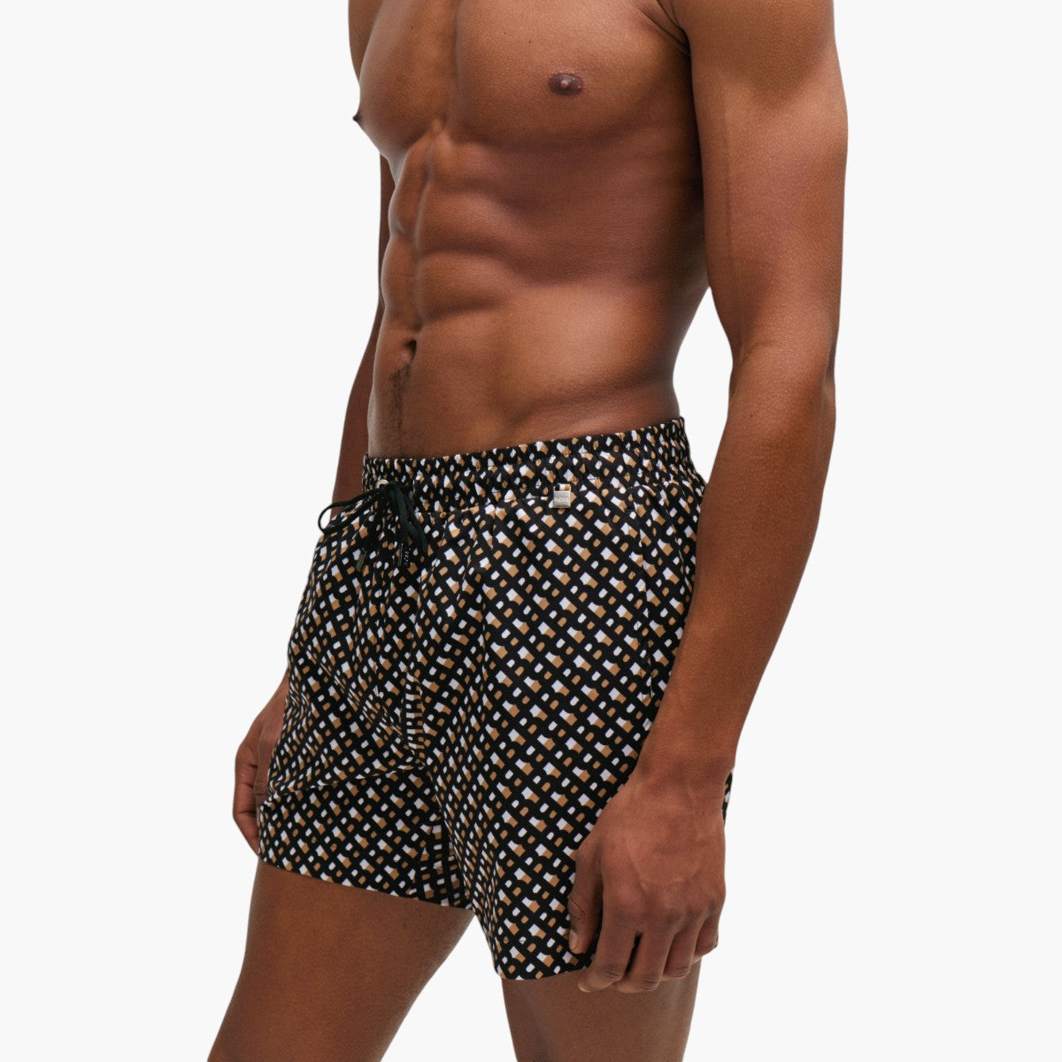 BOSS Black Fully Lined Quick-Dry Swim Shorts With Monogram Print | LEVISONS
