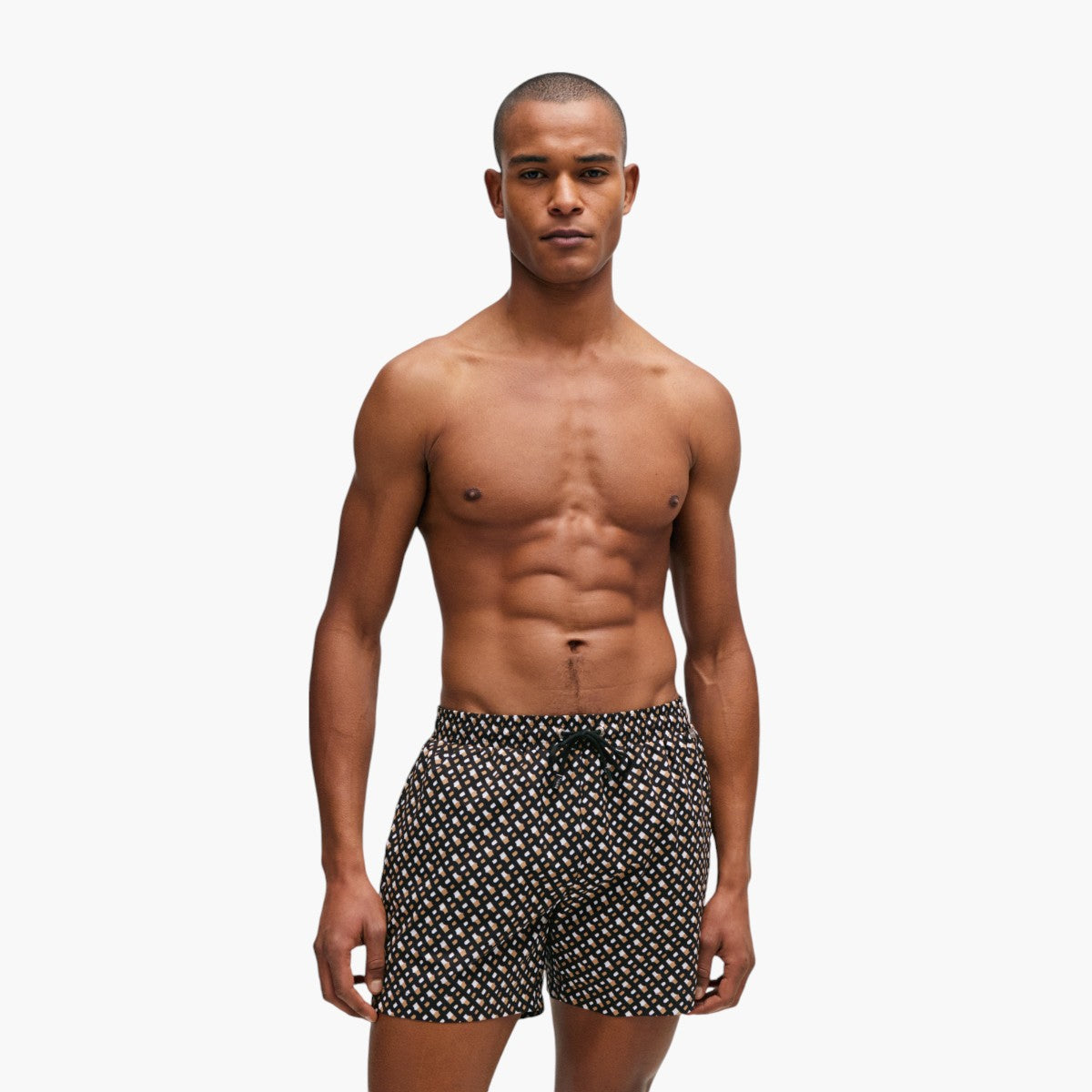 BOSS Black Fully Lined Quick-Dry Swim Shorts With Monogram Print | LEVISONS