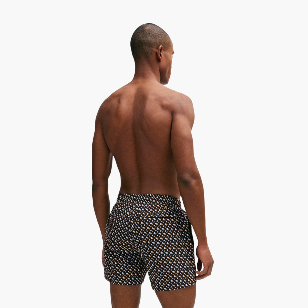 BOSS Black Fully Lined Quick-Dry Swim Shorts With Monogram Print | LEVISONS