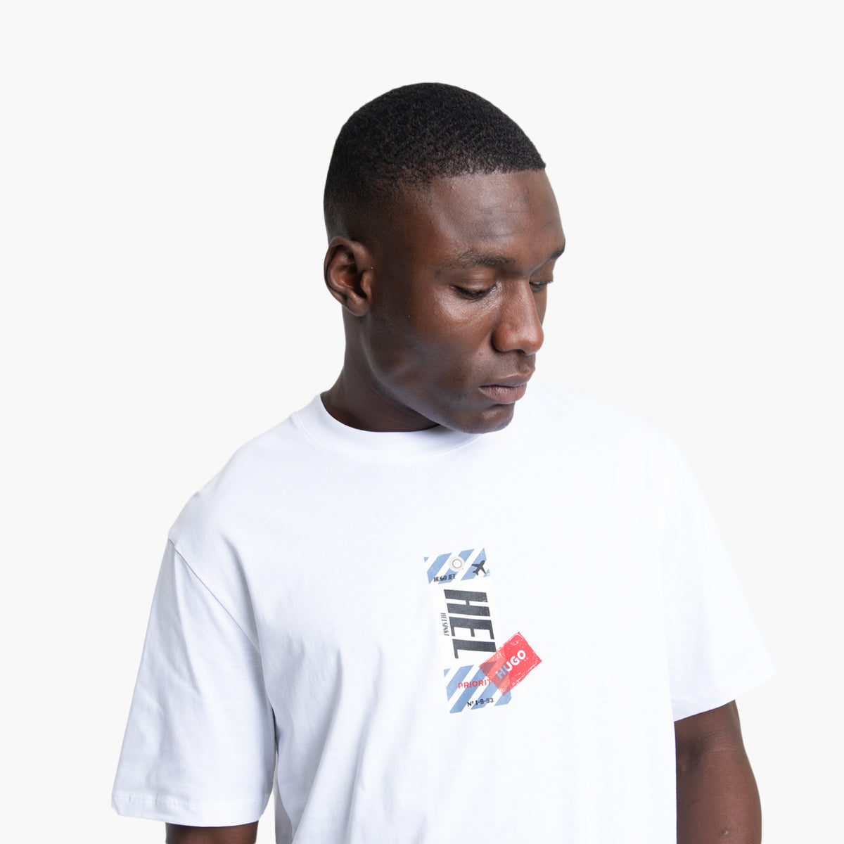 Hugo Red Cotton-Jersey T-Shirt With Travel-Tag Artwork | LEVISONS