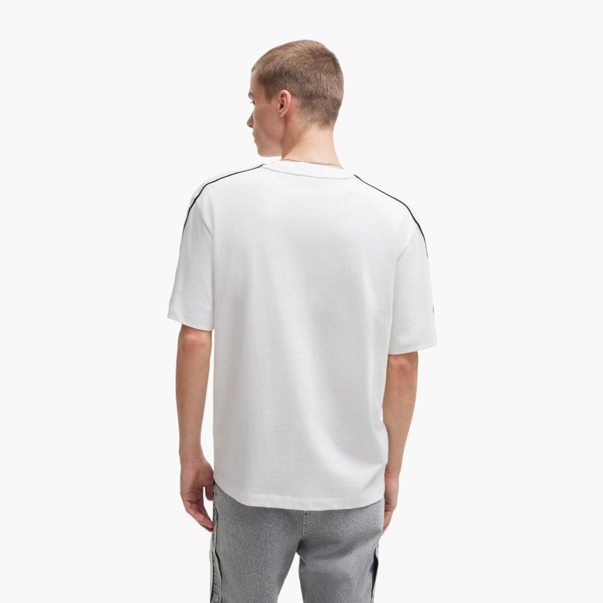 Hugo Blue Cotton-Jersey T-Shirt With Tape Trims | LEVISONS