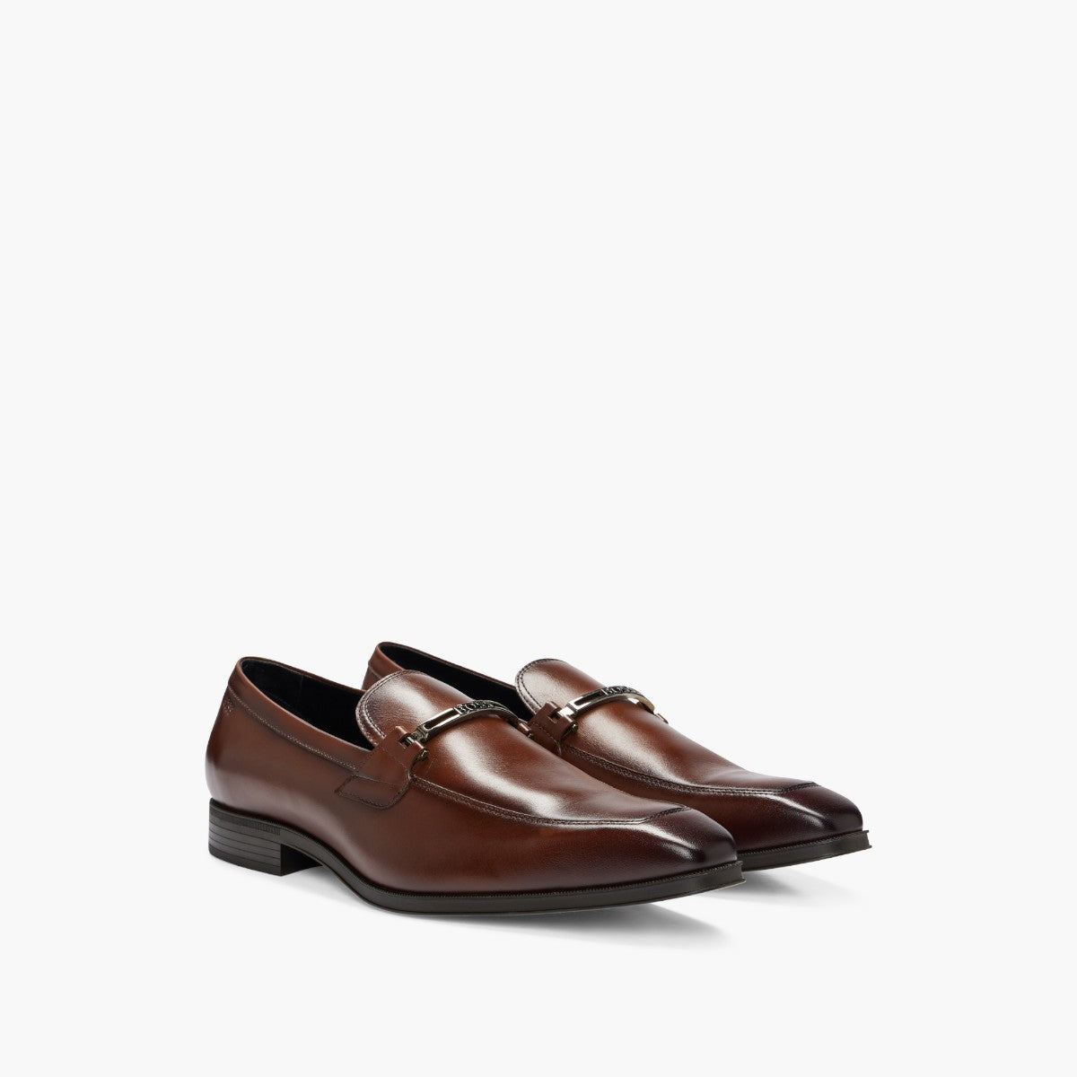 BOSS Black Leather Loafers With Branded Hardware | LEVISONS