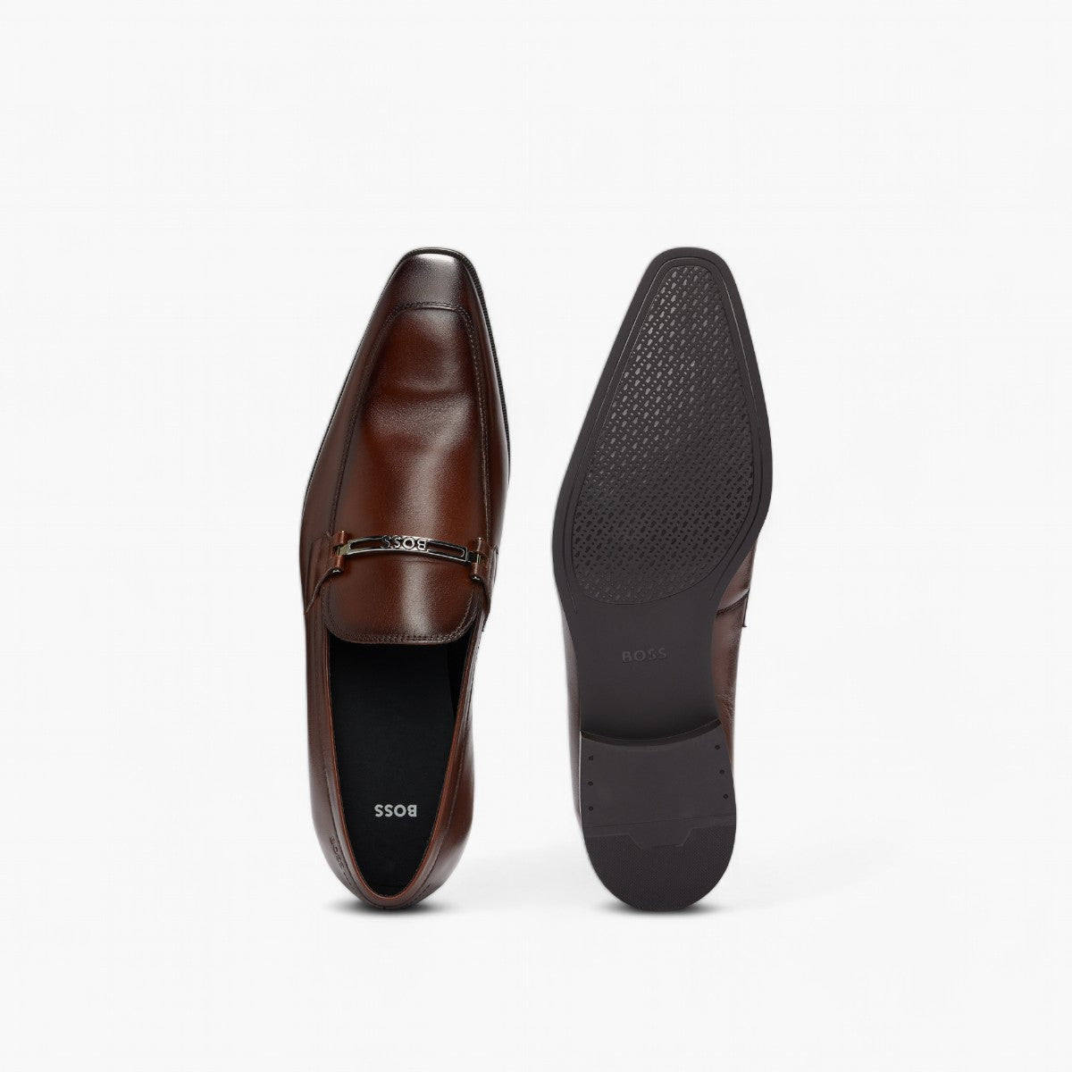 BOSS Black Leather Loafers With Branded Hardware | LEVISONS