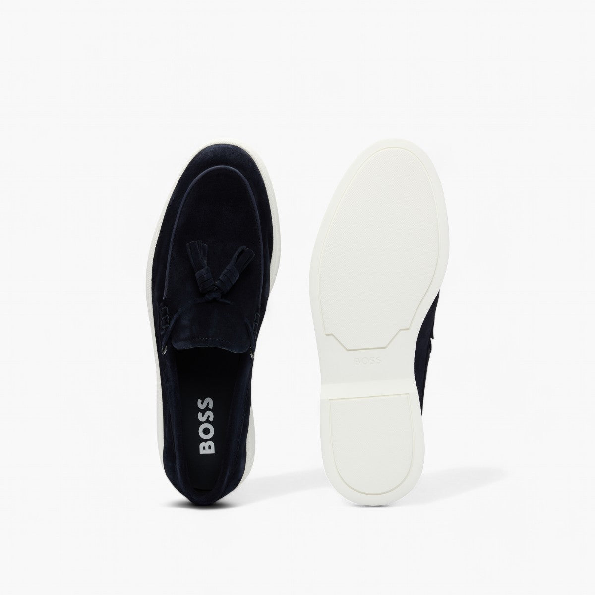 BOSS Black Suede Slip-On Loafers With Tassel Trim | LEVISONS
