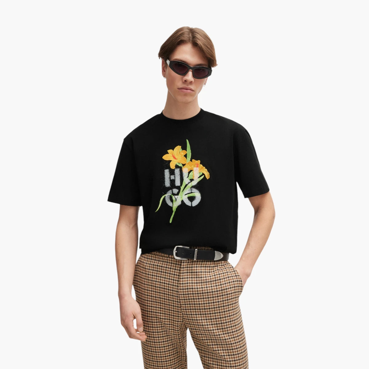 Hugo Red Cotton-Jersey Relaxed-Fit T-Shirt With Floral Artwork | LEVISONS