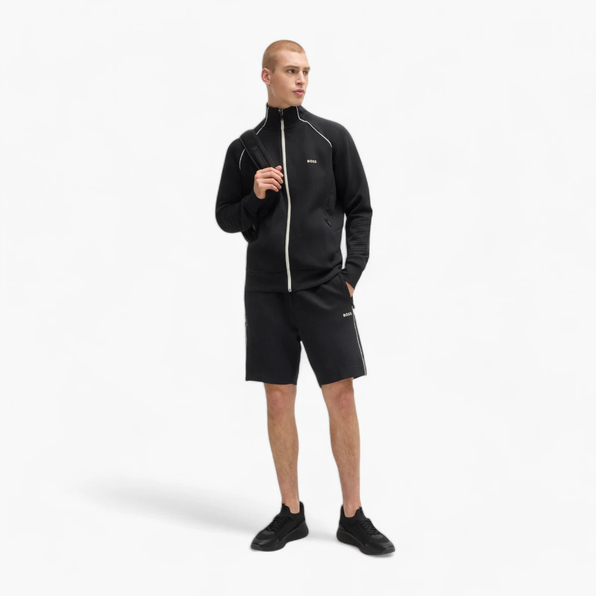 BOSS Green Stretch-Cotton Zip-Up Sweatshirt With Poping And Branding | LEVISONS