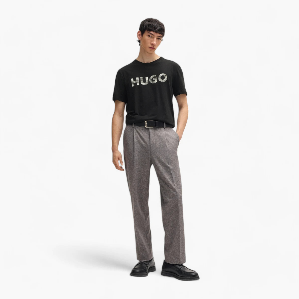 Hugo Red Cotton-Jersey Regular-Fit T-Shirt With Houndstooth Logo | LEVISONS