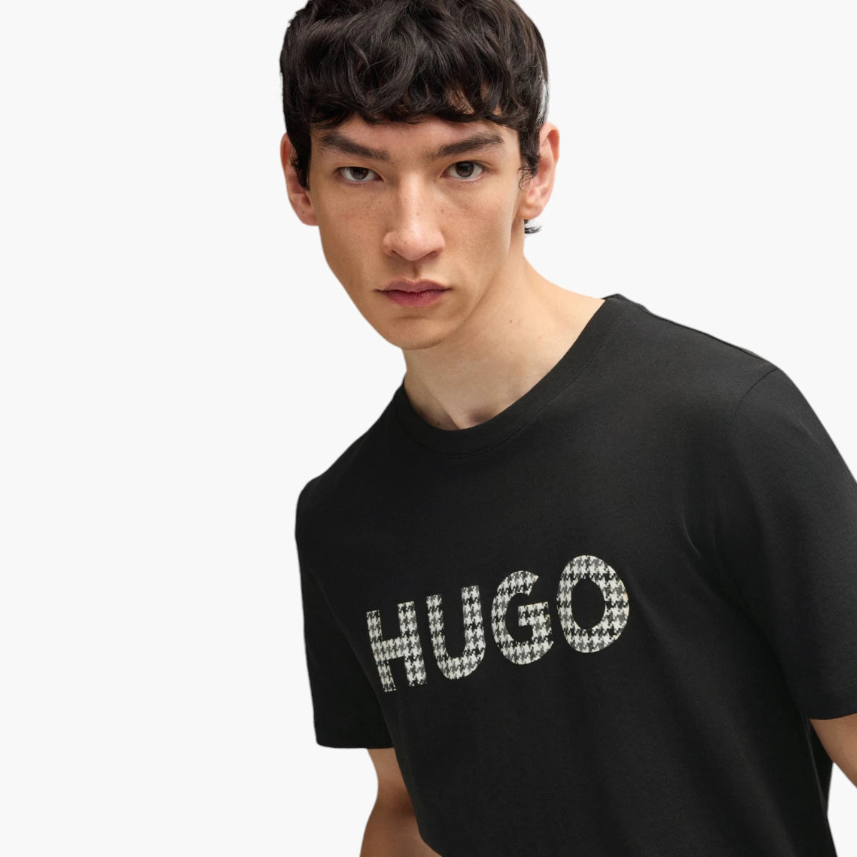 Hugo Red Cotton-Jersey Regular-Fit T-Shirt With Houndstooth Logo | LEVISONS