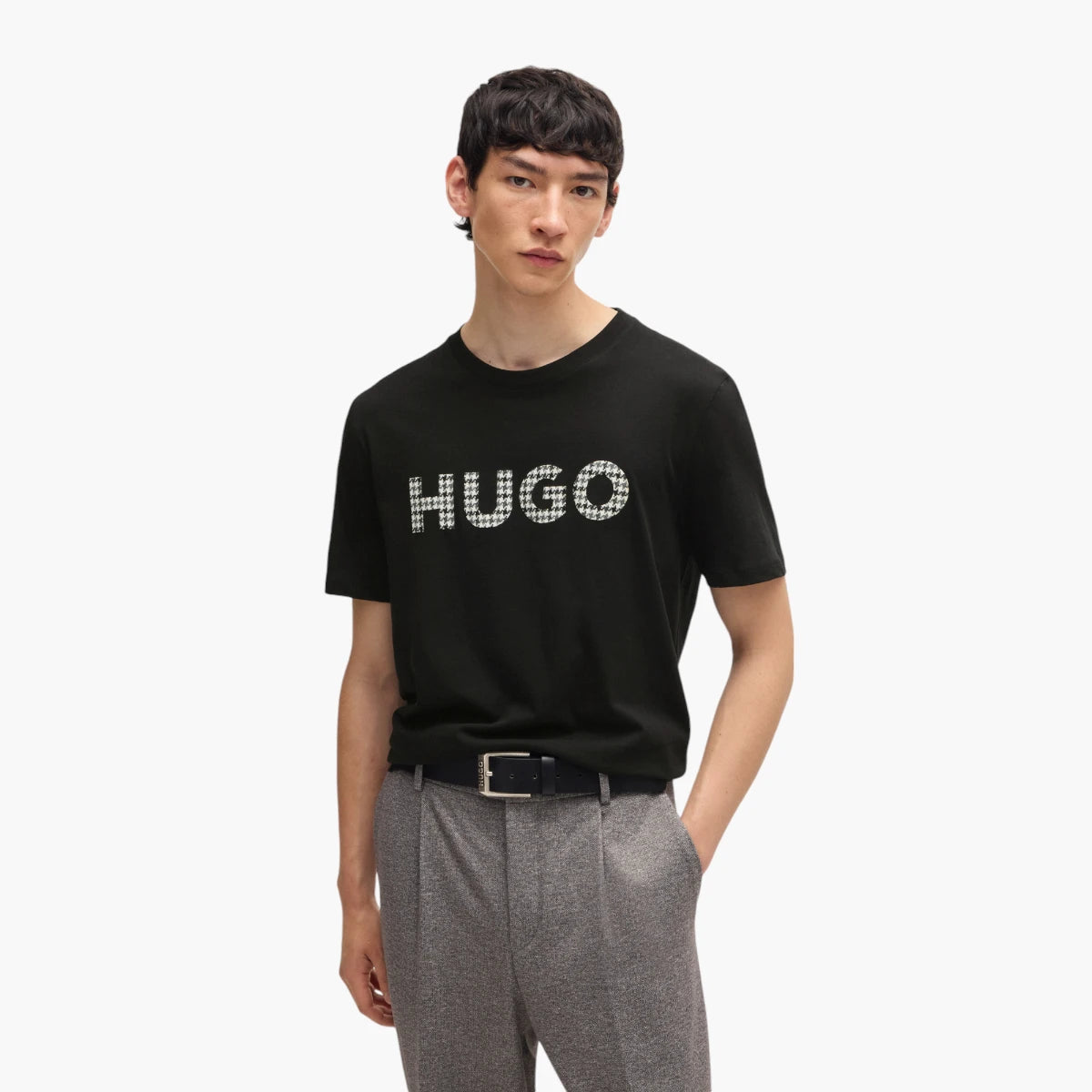 Hugo Red Cotton-Jersey Regular-Fit T-Shirt With Houndstooth Logo | LEVISONS