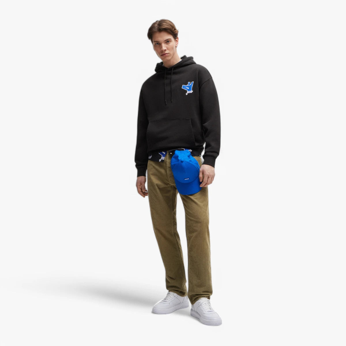 Hugo Blue Cotton-Terry Hoodie With New-Season Logo Artwork | LEVISONS
