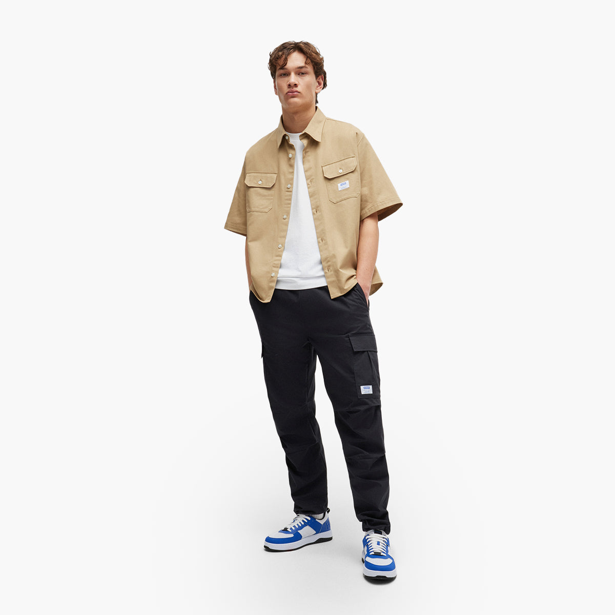 Hugo Blue Cotton-Jersey T-Shirt With Smiley-Face Logo | LEVISONS