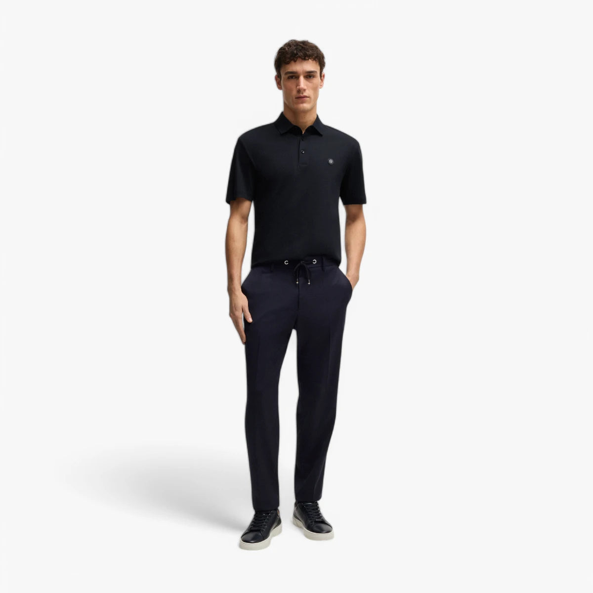 BOSS Black Mercerized-Cotton Polo Shirt With Double Monogram | LEVISONS