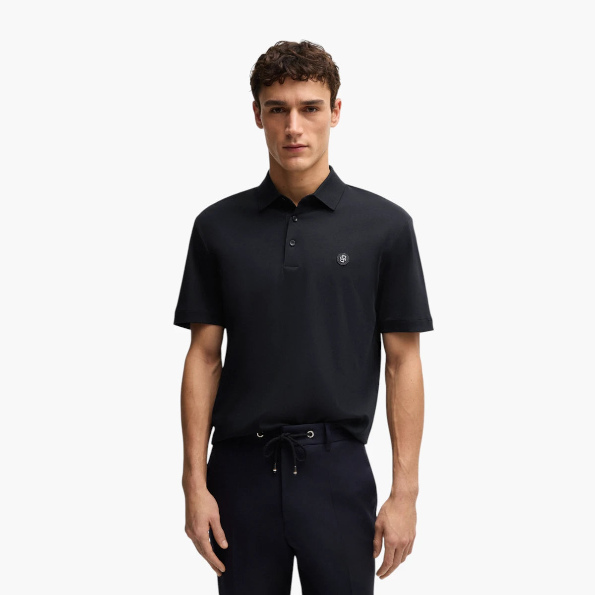 BOSS Black Mercerized-Cotton Polo Shirt With Double Monogram | LEVISONS