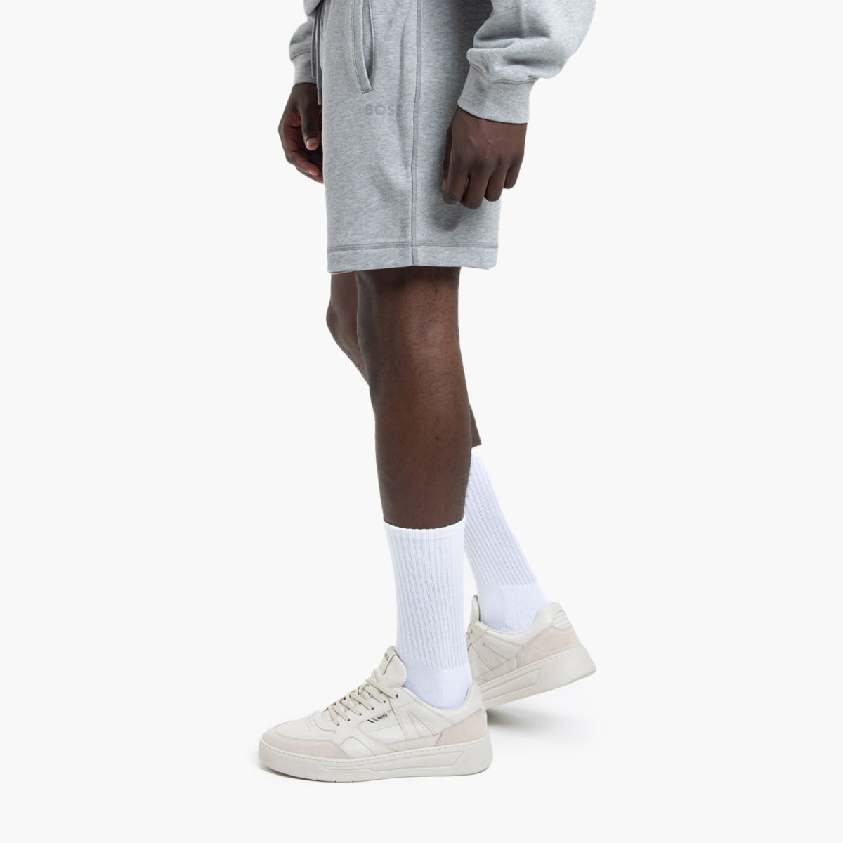 BOSS Black Cotton-Terry Tracksuit Shorts With Flocked Logo | LEVISONS