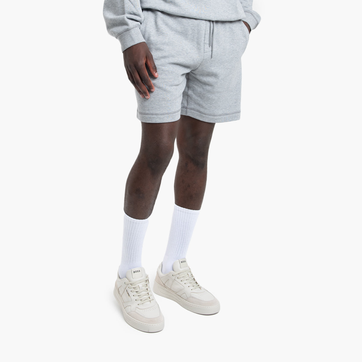 BOSS Black Cotton-Terry Tracksuit Shorts With Flocked Logo | LEVISONS