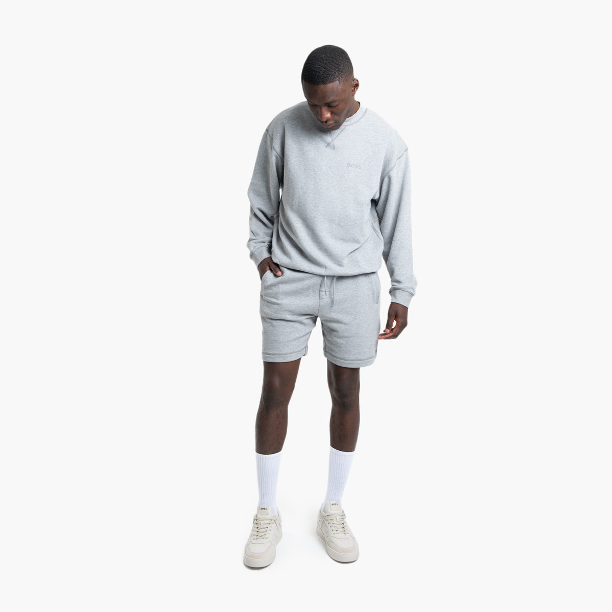 BOSS Black Cotton-Terry Tracksuit Shorts With Flocked Logo | LEVISONS