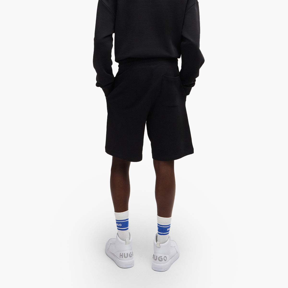 Hugo Blue Cotton-Terry Shorts With Blue Logo Patch | LEVISONS