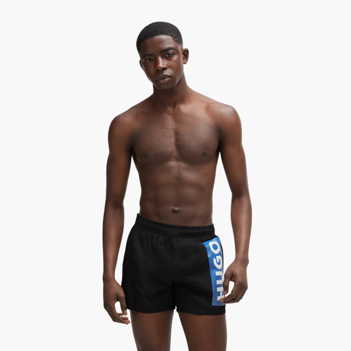 Hugo Blue Partially Lined Quick-Dry Swim Shorts With Vertical Logo | LEVISONS