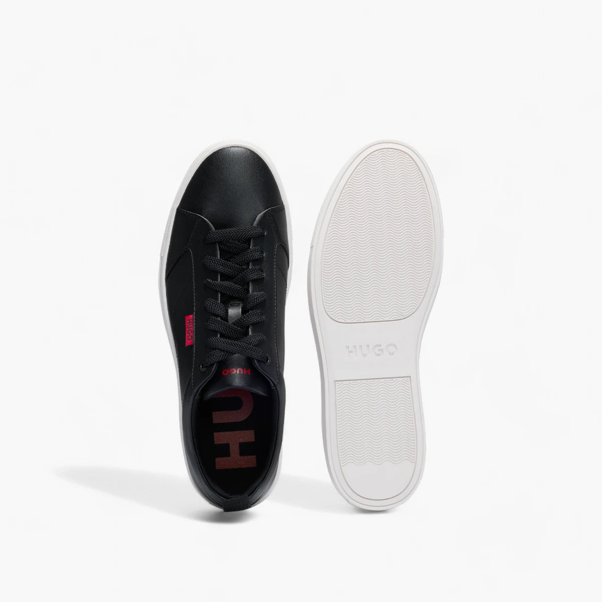 Hugo Red Cupsole Trainers In Faux Leather With Logo Flag | LEVISONS