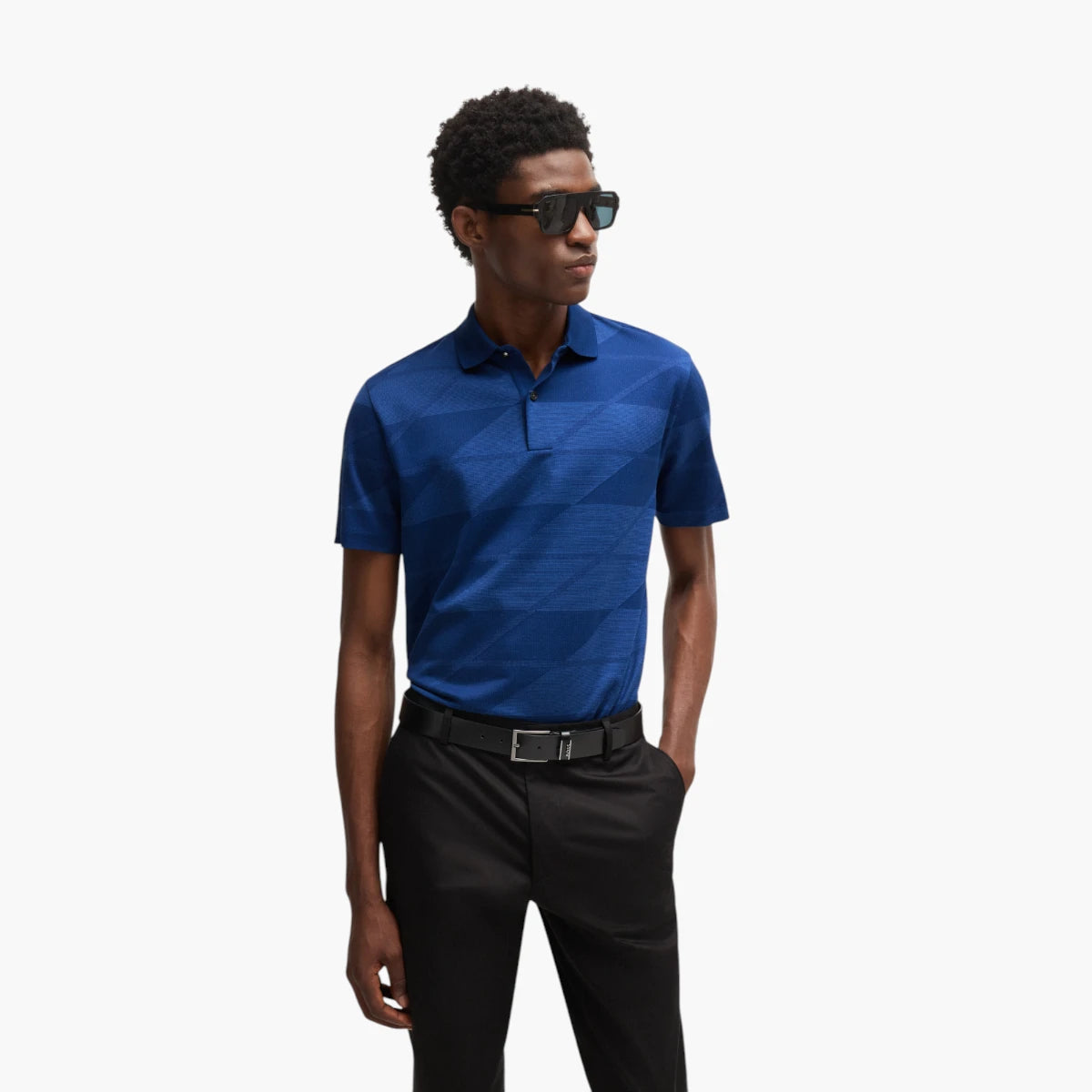 BOSS Black Mercerized-Cotton Polo Shirt With Jacquard Pattern | LEVISONS