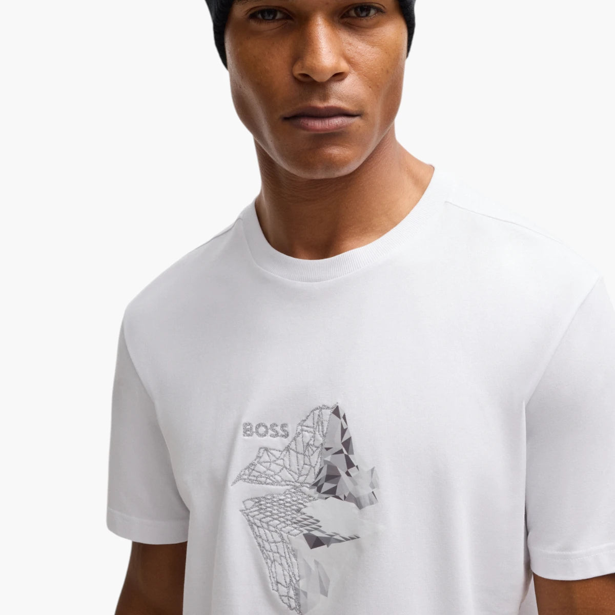 BOSS Green Stretch-Cotton T-Shirt With Printed And Embroidered Work | LEVISONS