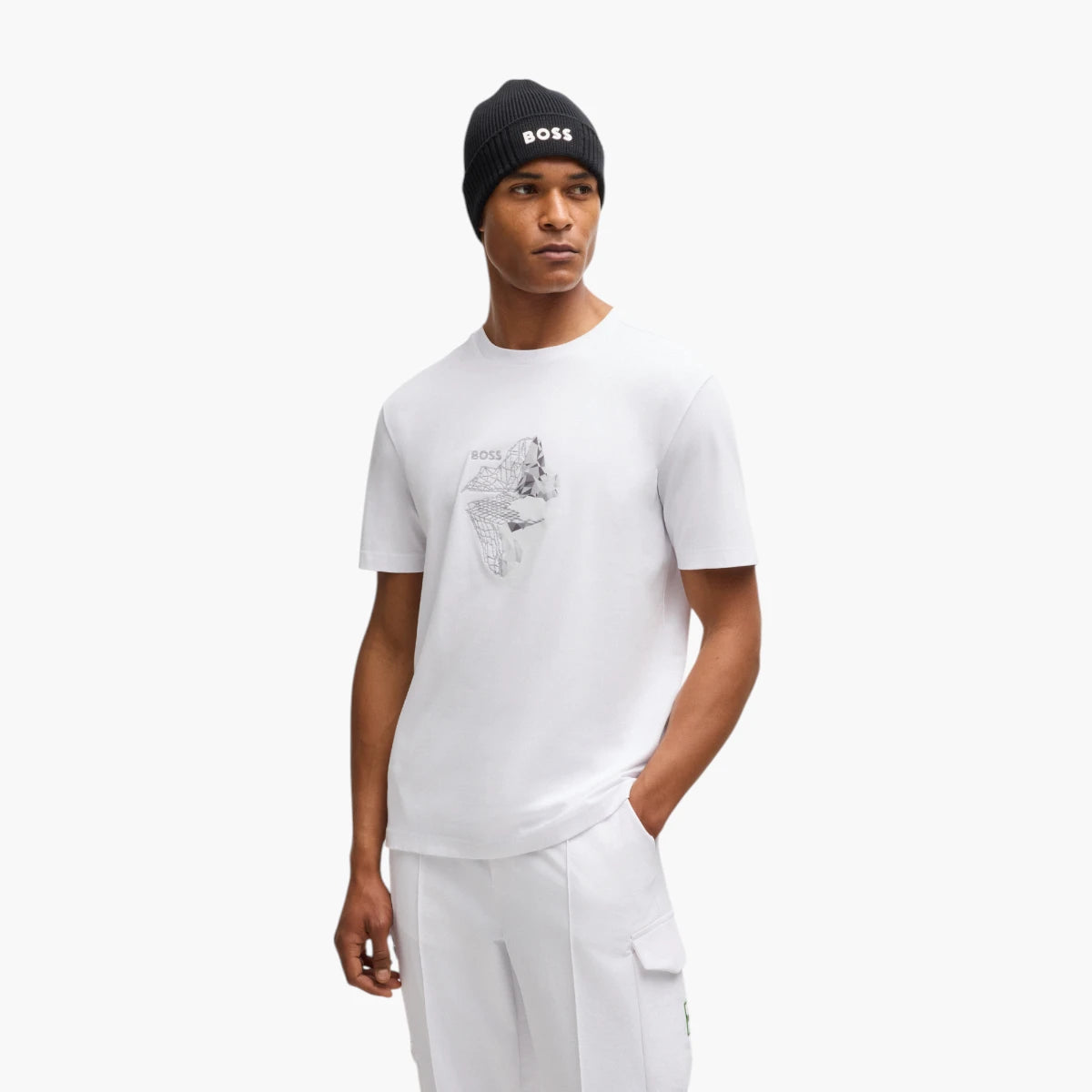 BOSS Green Stretch-Cotton T-Shirt With Printed And Embroidered Work | LEVISONS