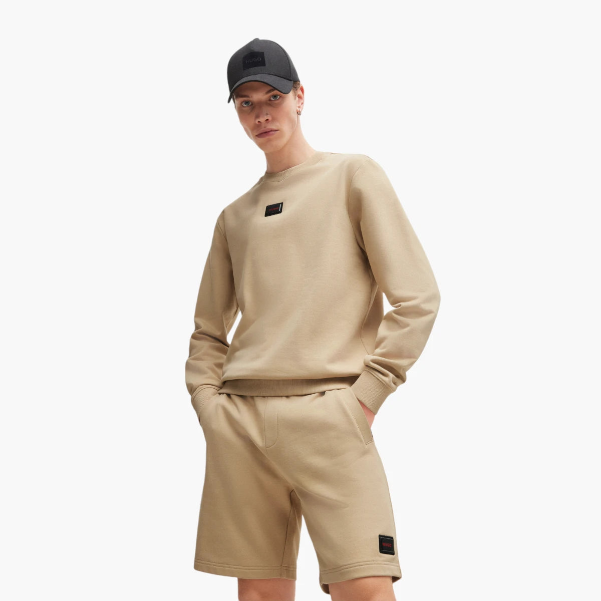 Hugo Red Cotton-Terry Regular-Fit Sweatshirt With Logo Trim | LEVISONS