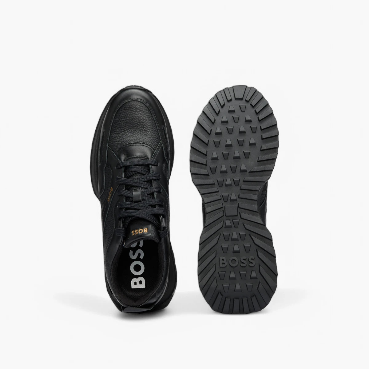 BOSS Black Waterproof Gore-Tex Trainer In Polished Leather | LEVISONS