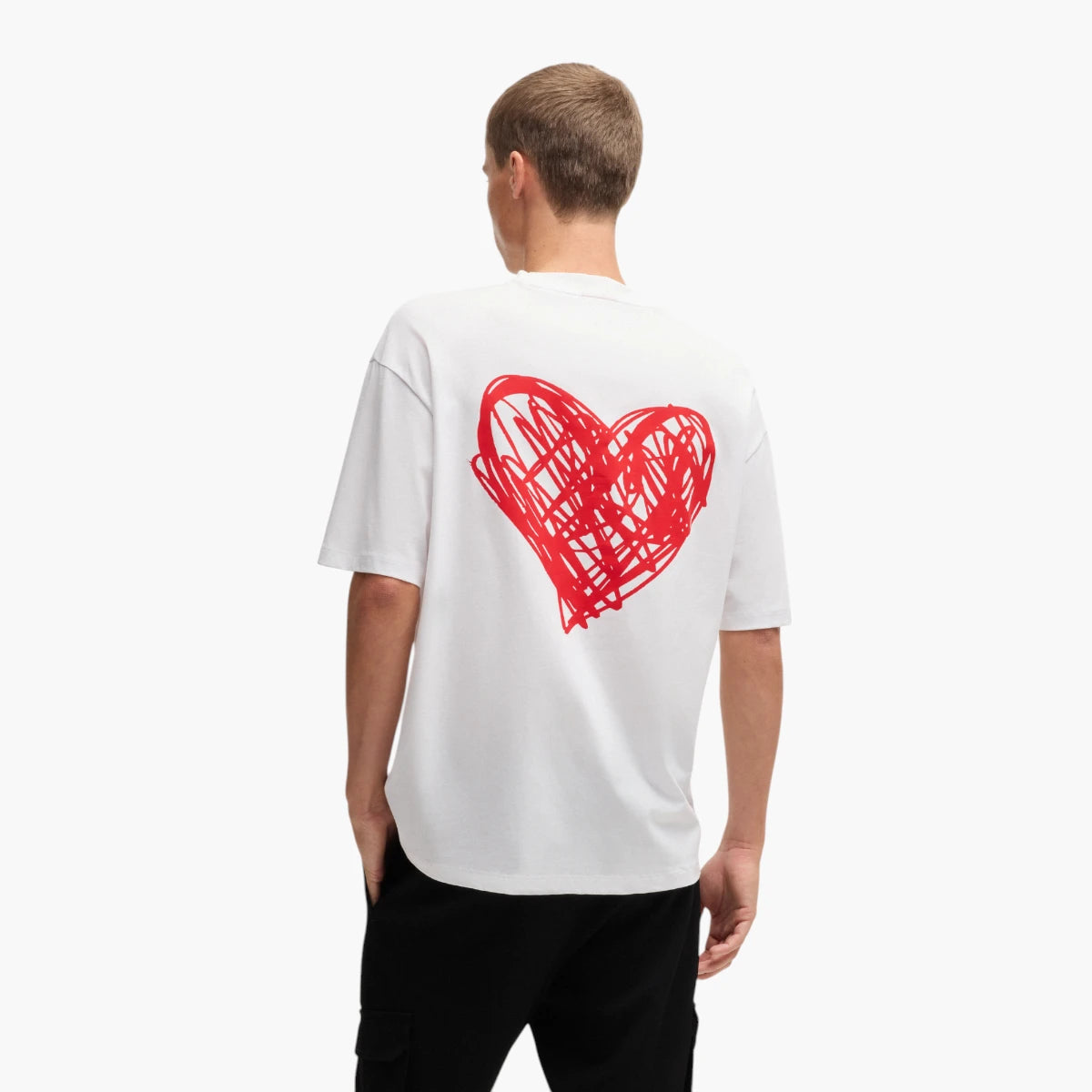 Hugo Red Cotton-Jersey T-Shirt With Heart Artwork | LEVISONS