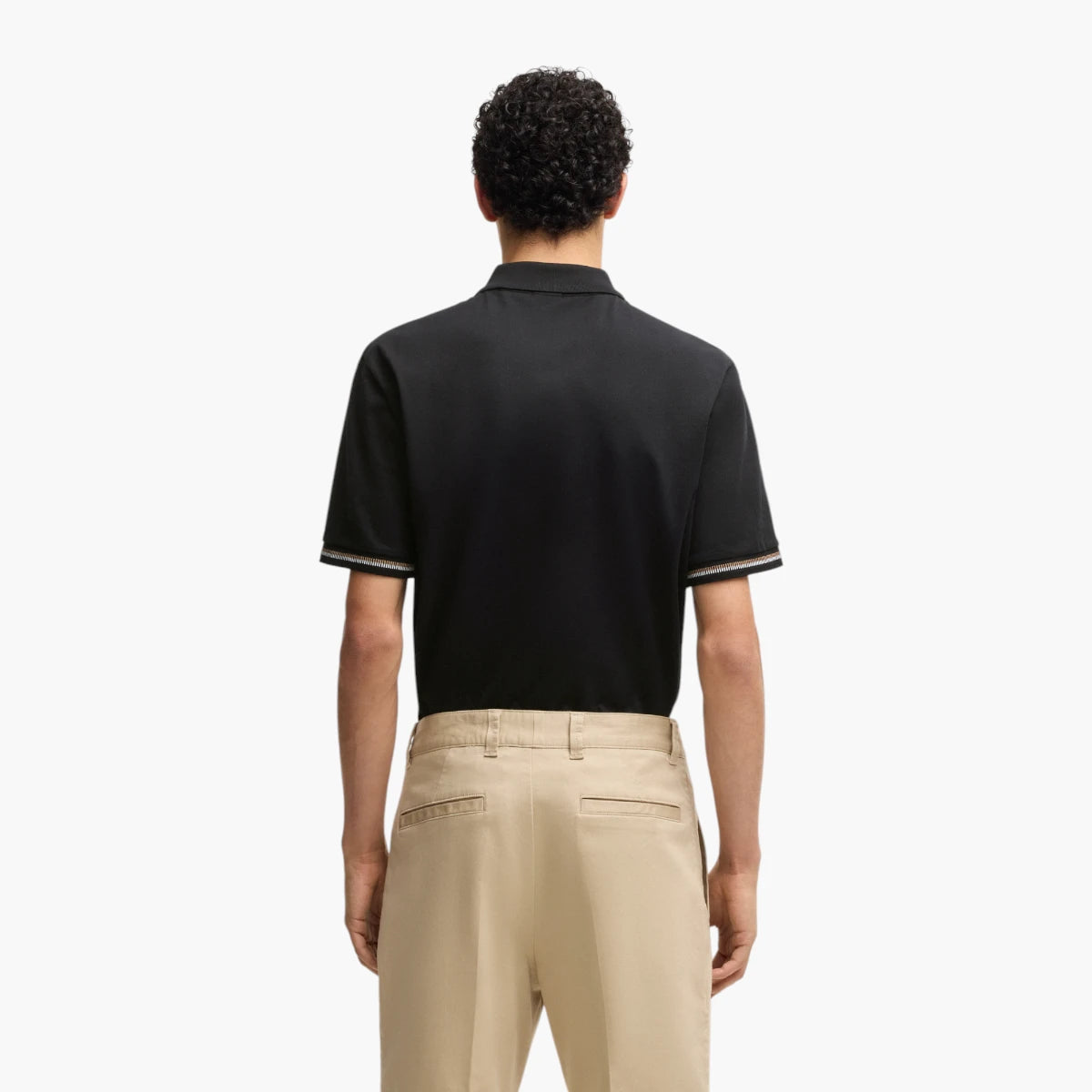 BOSS Black Mercerized-Cotton Regular-Fit Polo Shirt With Stripe Trims | LEVISONS