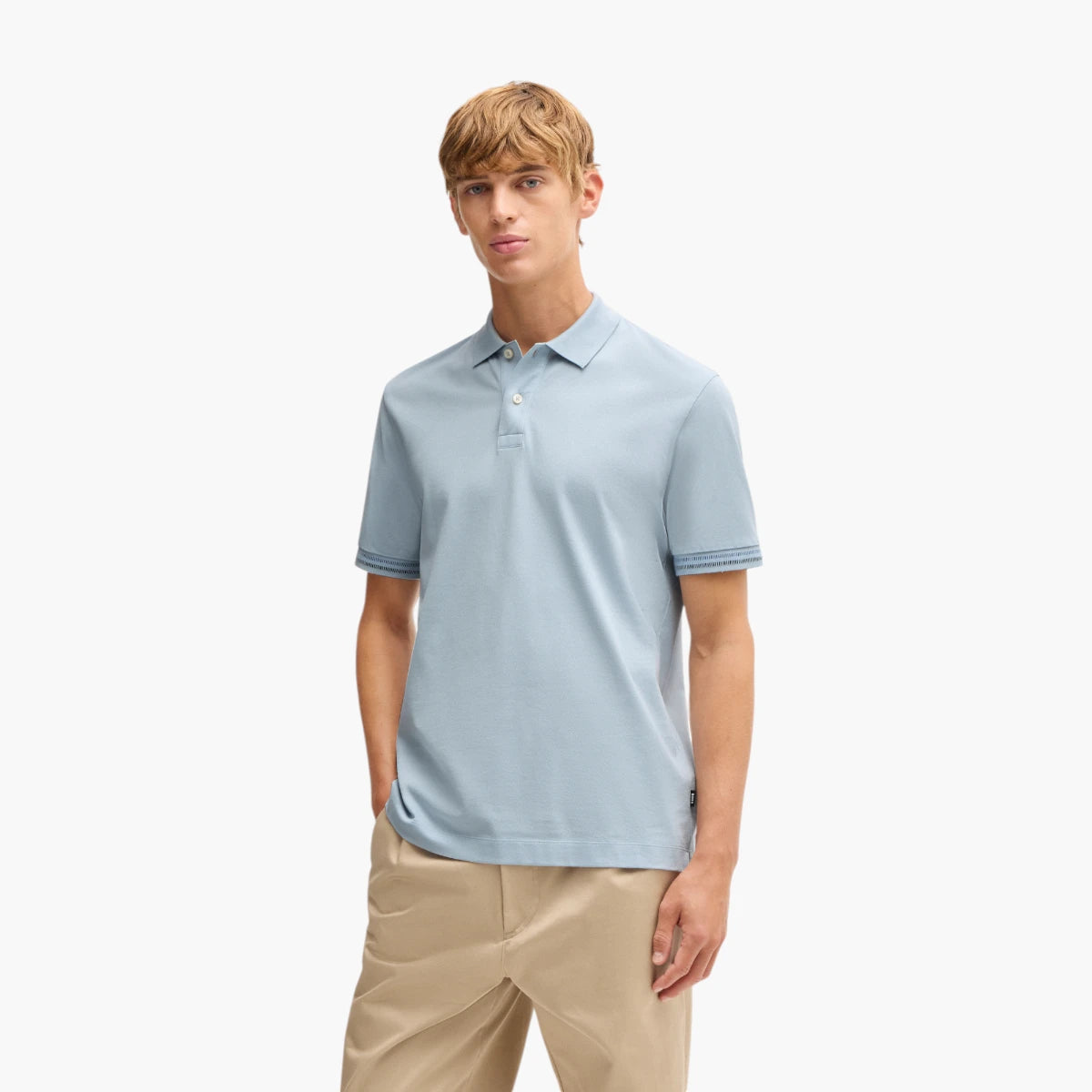 BOSS Black Mercerized-Cotton Regular-Fit Polo Shirt With Stripe Trims | LEVISONS