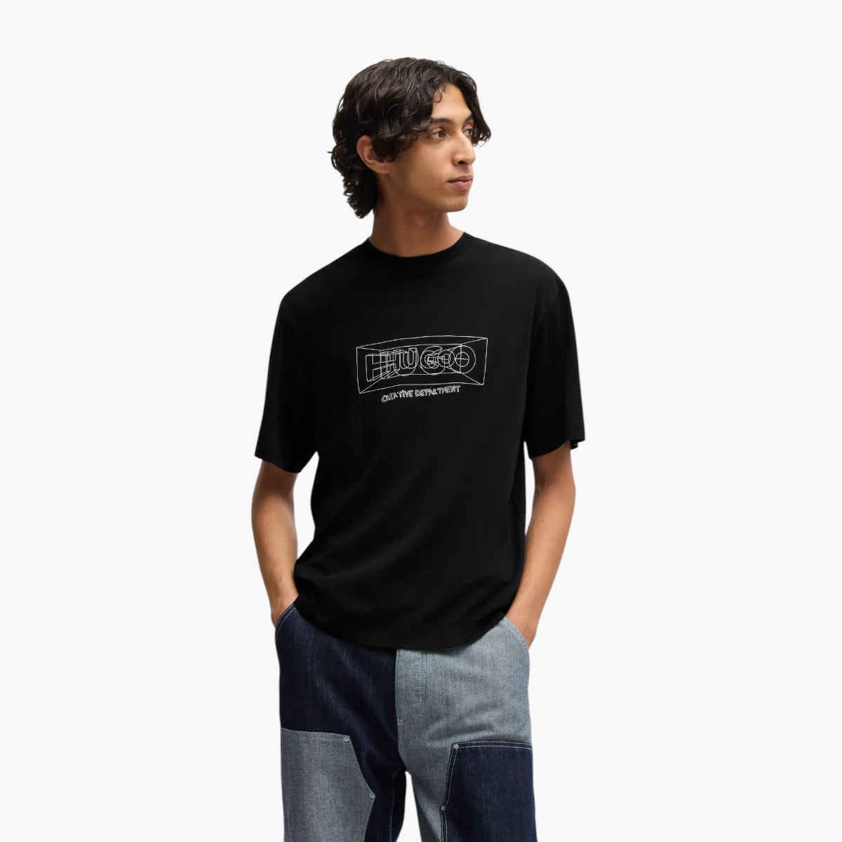 Hugo Blue Regular-Fit T-Shirt In Cotton With Graphic Logos | LEVISONS