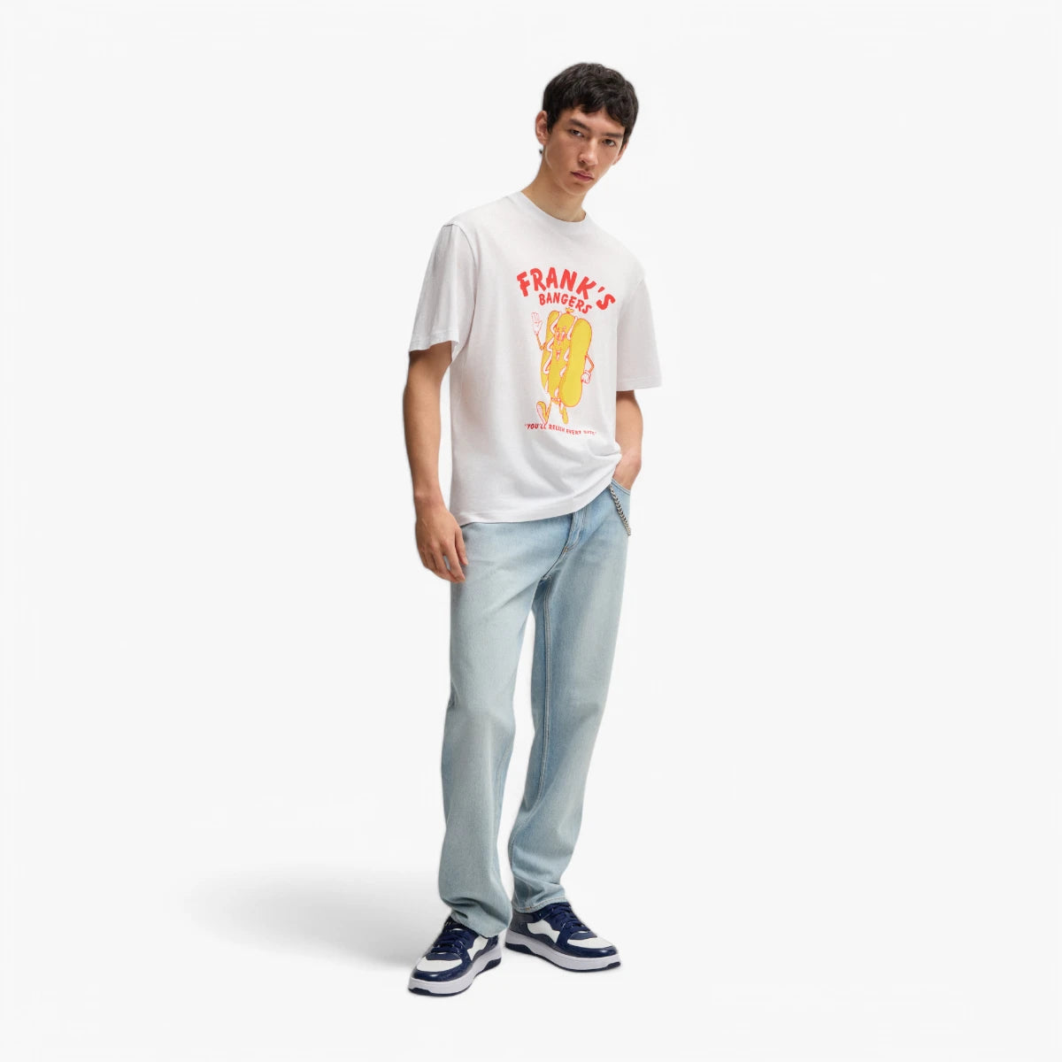 Hugo Blue Cotton-Jersey Regular-Fit T-Shirt With Seasonal Artwork | LEVISONS