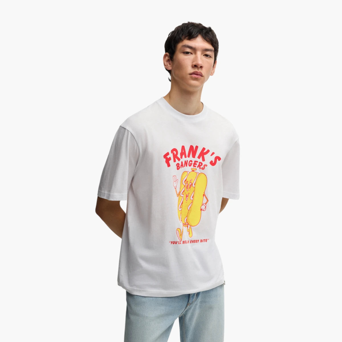 Hugo Blue Cotton-Jersey Regular-Fit T-Shirt With Seasonal Artwork | LEVISONS