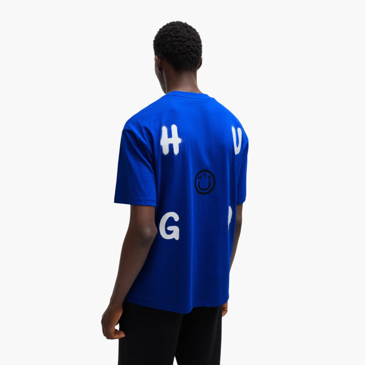 Hugo Blue Cotton-Jersey T-Shirt With Happy Hugo Logo | LEVISONS